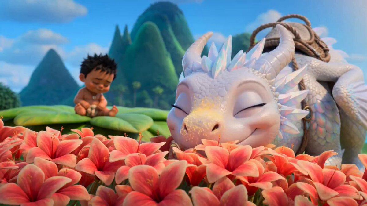 Toddler and White Dragon Fantasy Scene