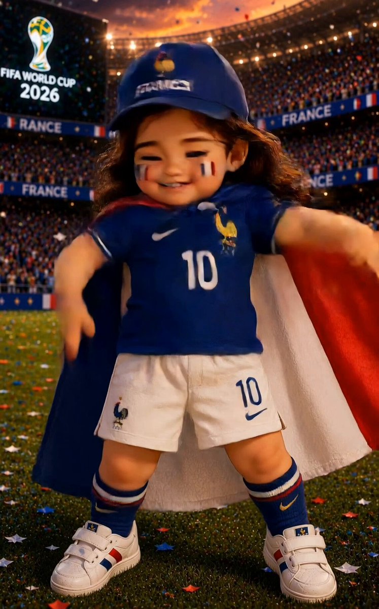 Create a highly detailed 3D cartoon-style baby girl football…
