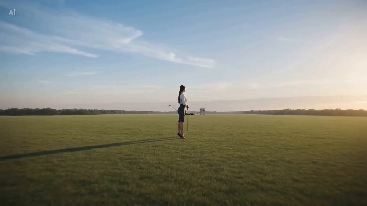 A woman in a lush green field releases an…