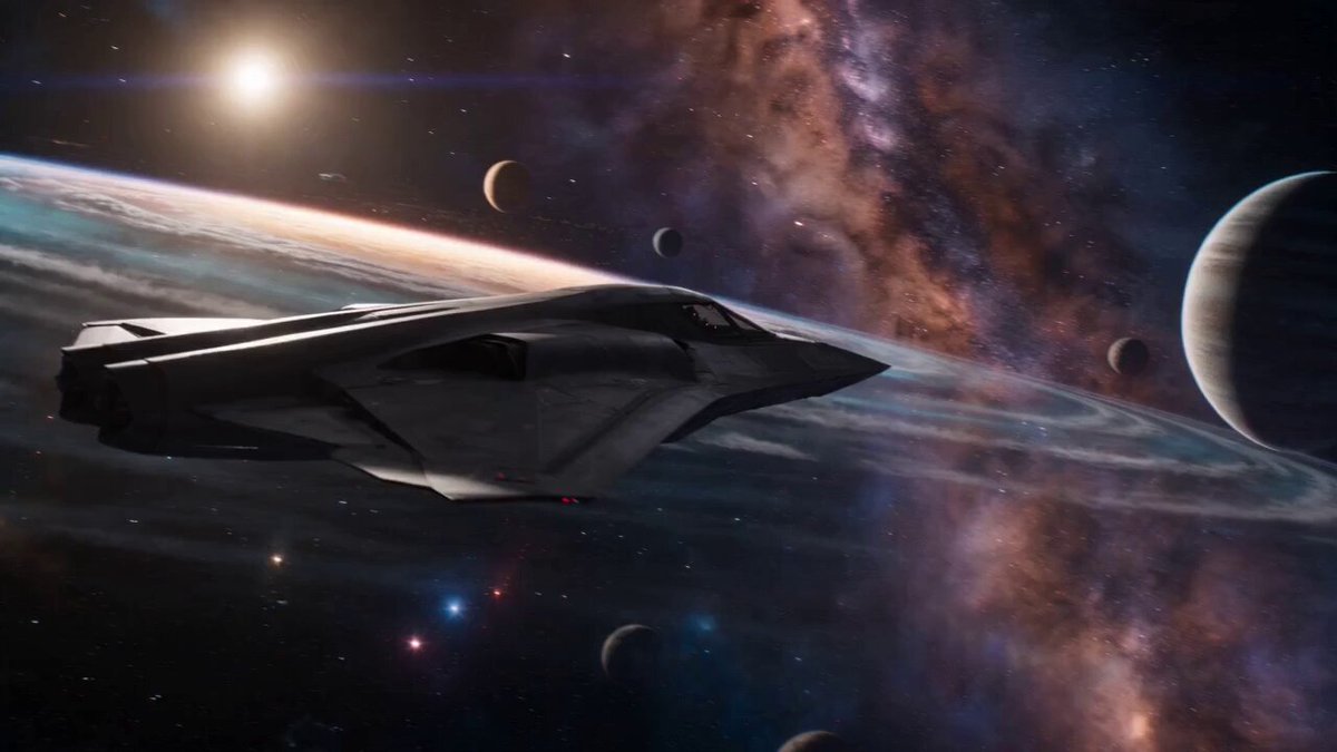 15-second cinematic sci-fi action sequence, 16:9, ultra-realistic, vibrant stellar…